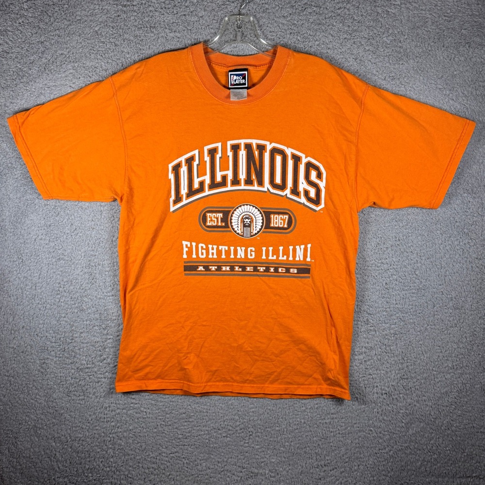 Pro Player Illinois Fighting Illini Orange Graphic‎ T-Shirt Large NCAA Vintage